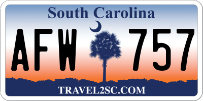 SC license plate AFW757