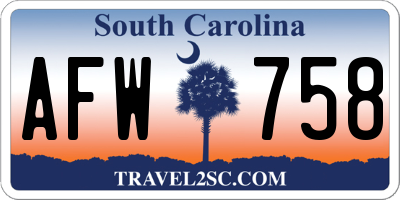 SC license plate AFW758