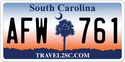 SC license plate AFW761