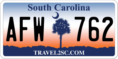 SC license plate AFW762