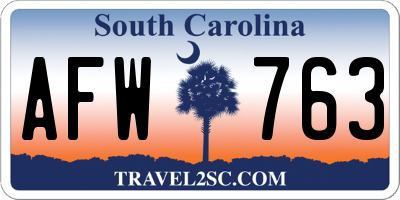 SC license plate AFW763