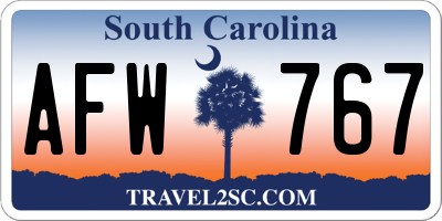 SC license plate AFW767