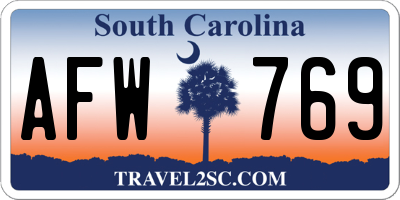 SC license plate AFW769