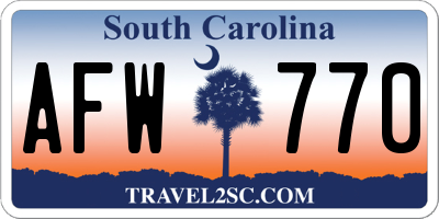 SC license plate AFW770