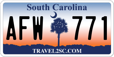 SC license plate AFW771