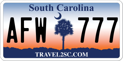 SC license plate AFW777