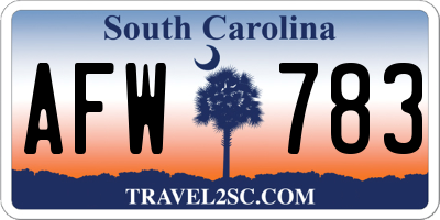 SC license plate AFW783