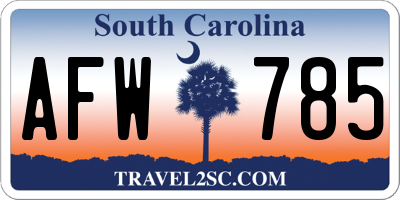 SC license plate AFW785