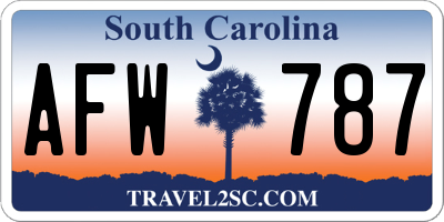 SC license plate AFW787