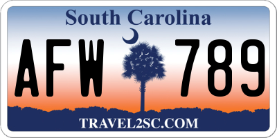 SC license plate AFW789