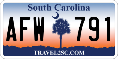 SC license plate AFW791