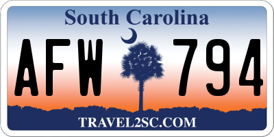 SC license plate AFW794