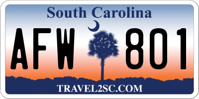 SC license plate AFW801