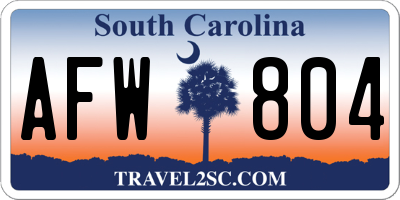 SC license plate AFW804