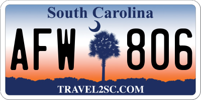 SC license plate AFW806