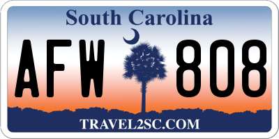 SC license plate AFW808