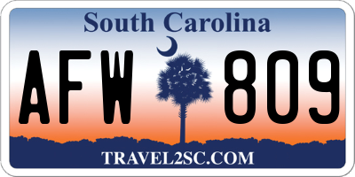 SC license plate AFW809