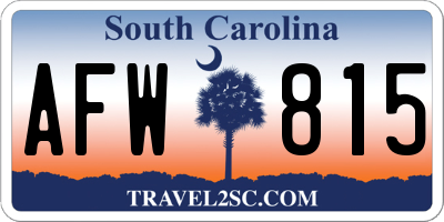 SC license plate AFW815