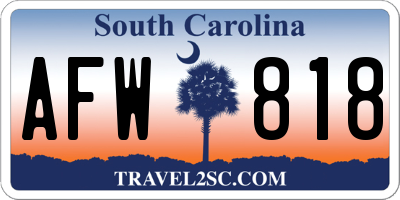 SC license plate AFW818