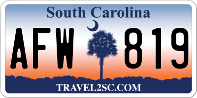SC license plate AFW819