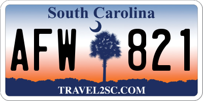 SC license plate AFW821