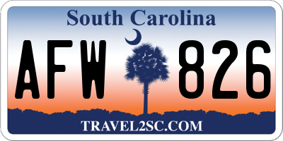 SC license plate AFW826