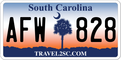 SC license plate AFW828