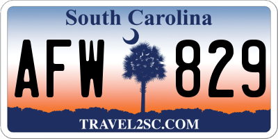 SC license plate AFW829