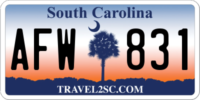 SC license plate AFW831