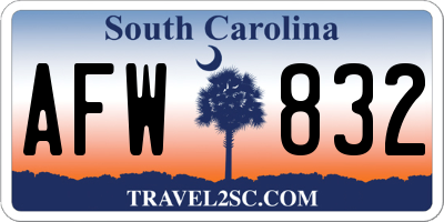 SC license plate AFW832