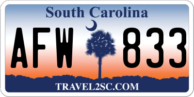 SC license plate AFW833