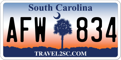 SC license plate AFW834