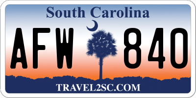 SC license plate AFW840