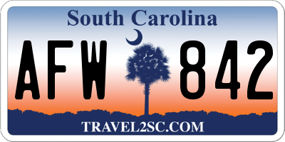 SC license plate AFW842
