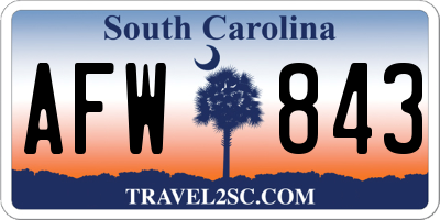 SC license plate AFW843