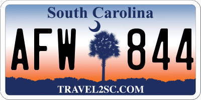 SC license plate AFW844