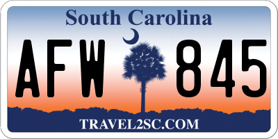 SC license plate AFW845