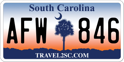 SC license plate AFW846