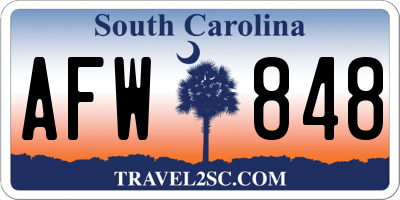 SC license plate AFW848