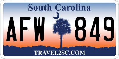 SC license plate AFW849