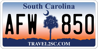 SC license plate AFW850