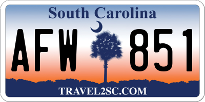 SC license plate AFW851