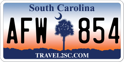 SC license plate AFW854