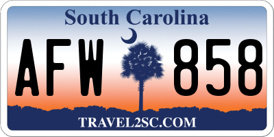 SC license plate AFW858