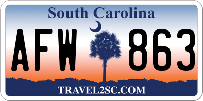 SC license plate AFW863