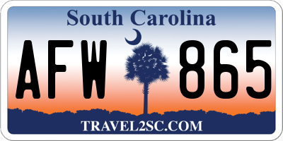 SC license plate AFW865