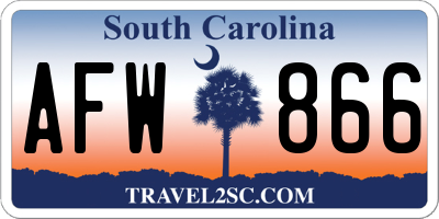 SC license plate AFW866