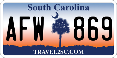 SC license plate AFW869