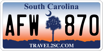 SC license plate AFW870