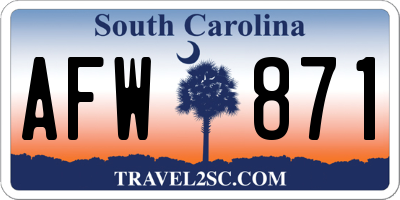 SC license plate AFW871